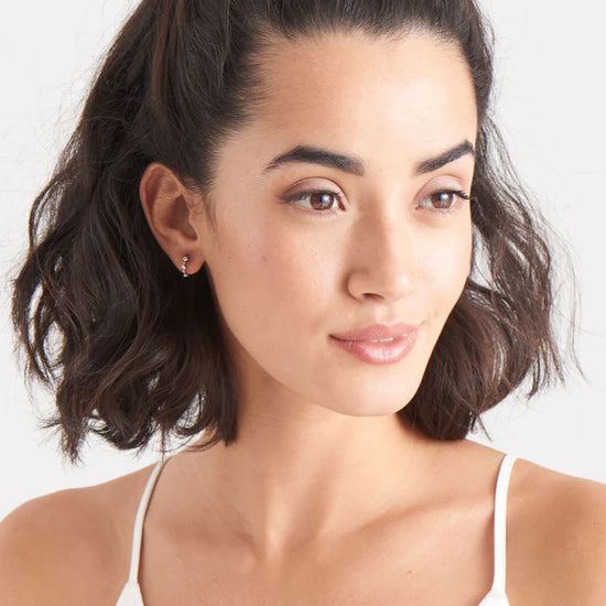 Sparkle Huggie Hoops in Silver