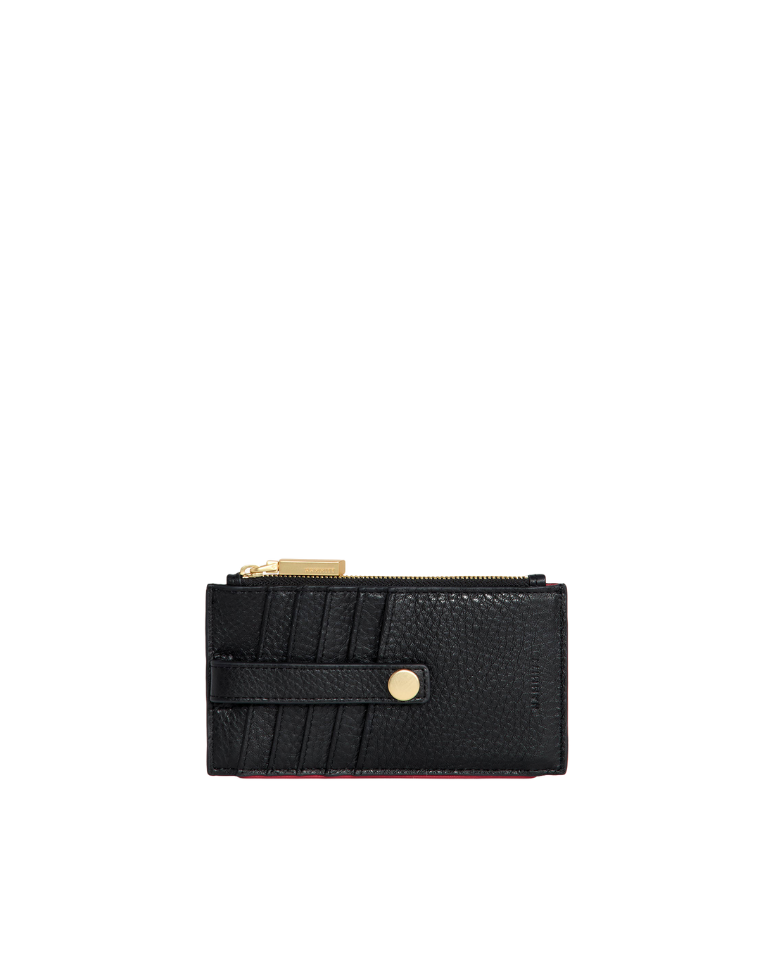210 West ID Wallet in Black/ Gold with Red Zip