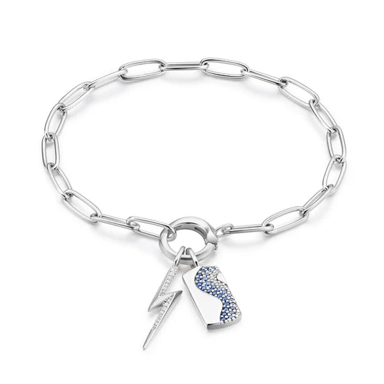 Link Charm Chain Connector Bracelet in Gold
