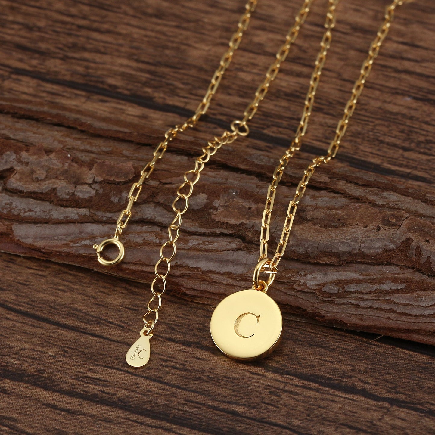 Saints Dainty Fancy C Initial Pendant Necklace