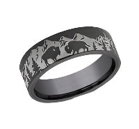7mm Tantalum Band with Mountains/ Buffalos