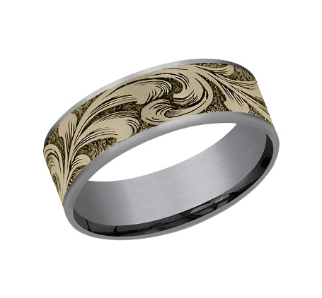 7.4mm 14KY Barrel Script Band