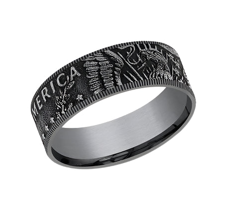 8mm Kennedy Half Band in Grey Tantalum