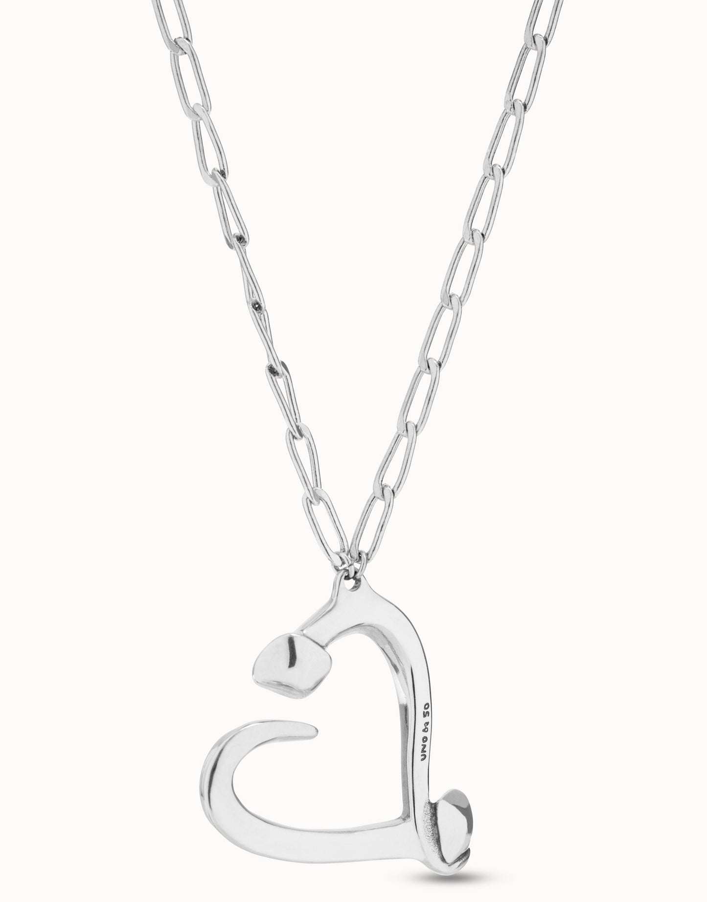 MATCHING Long Necklace with Heart Pendant in Silver