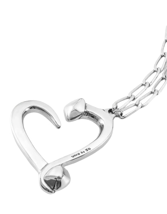 MATCHING Long Necklace with Heart Pendant in Silver