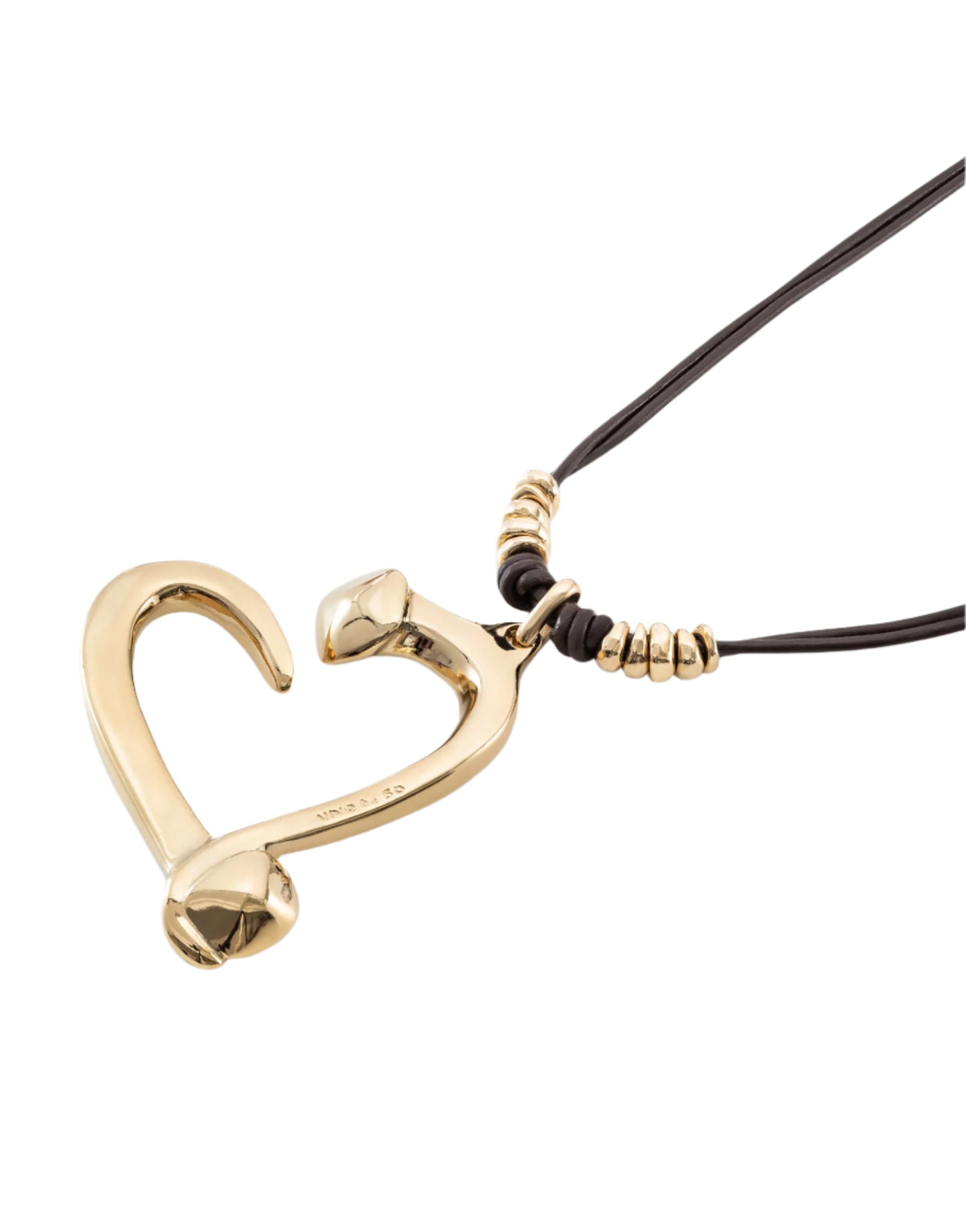 BIG LOVE Long Necklace in Gold/Leather