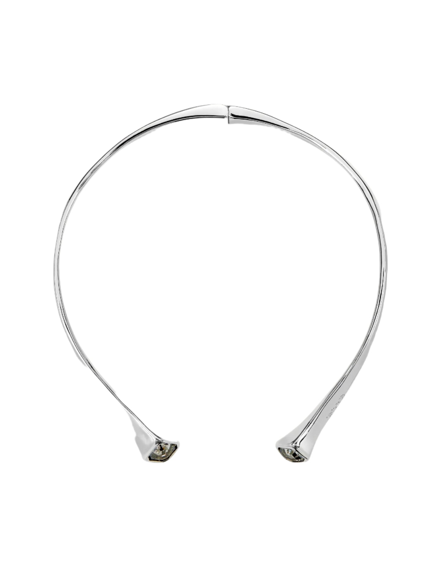 Hinged Cuff Necklace w/ White Crystals in Silver or Gold