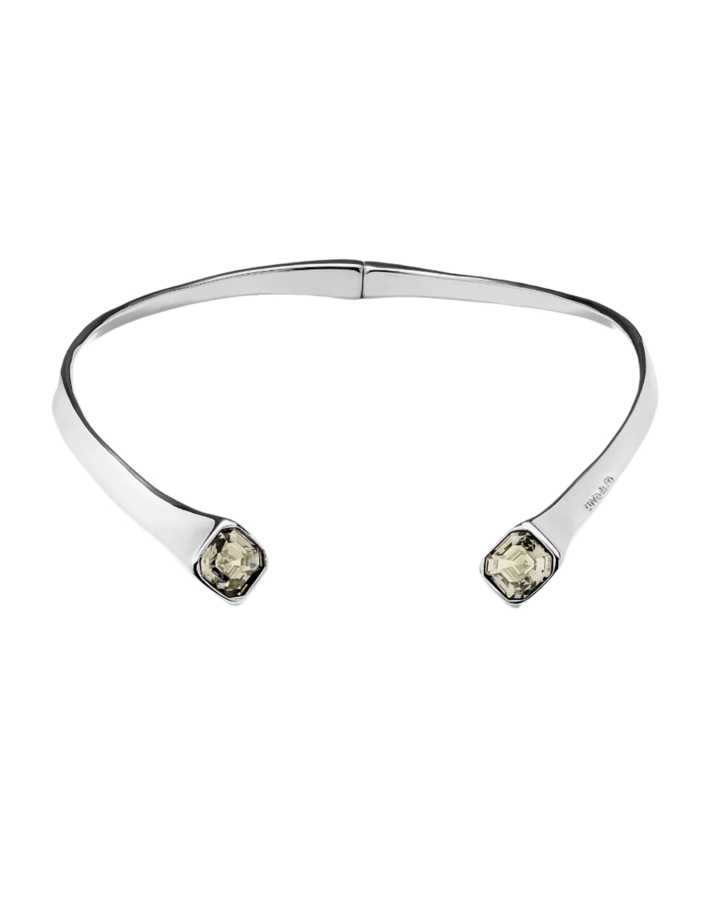 Hinged Cuff Necklace w/ White Crystals in Silver or Gold