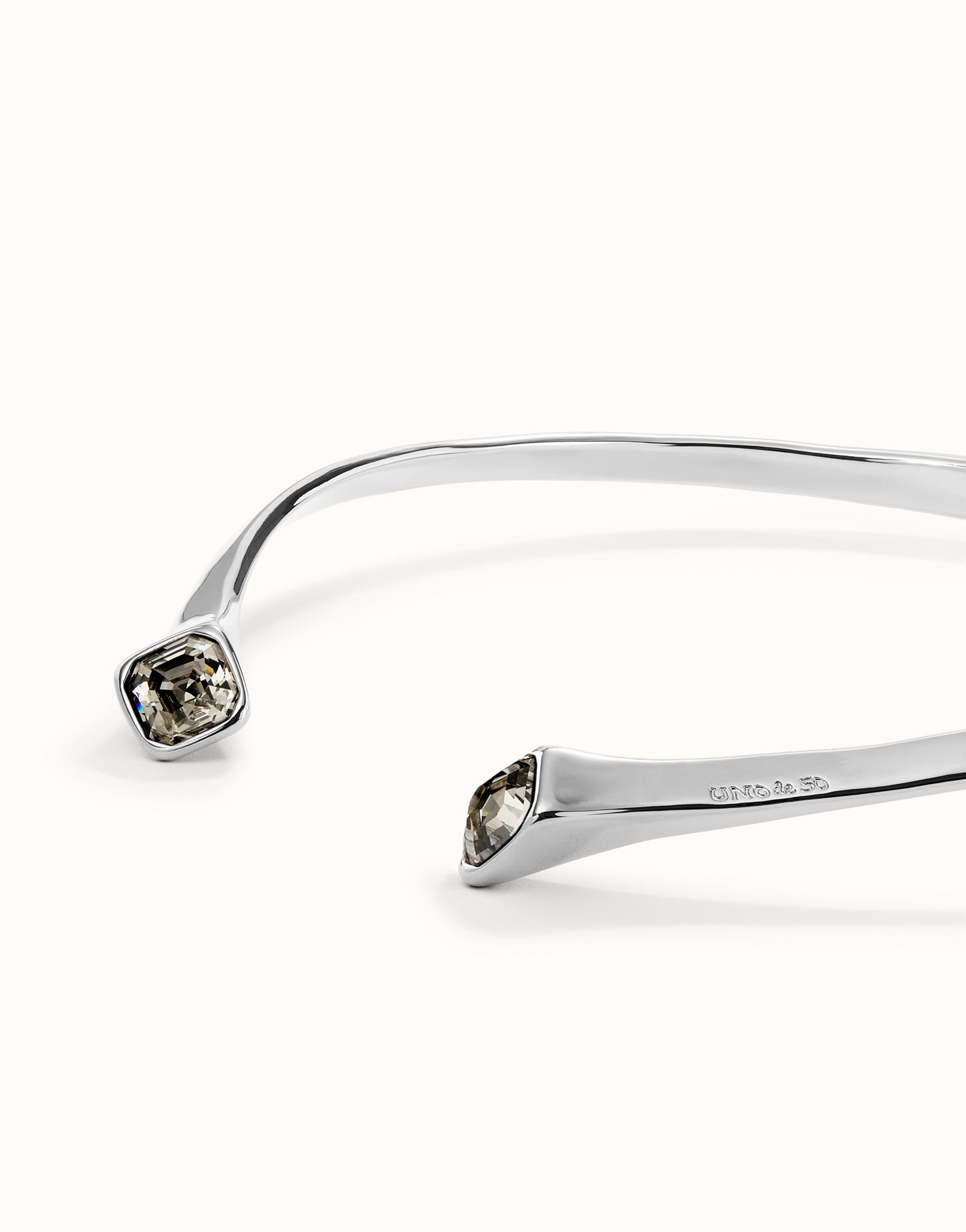 Hinged Cuff Necklace w/ White Crystals in Silver or Gold