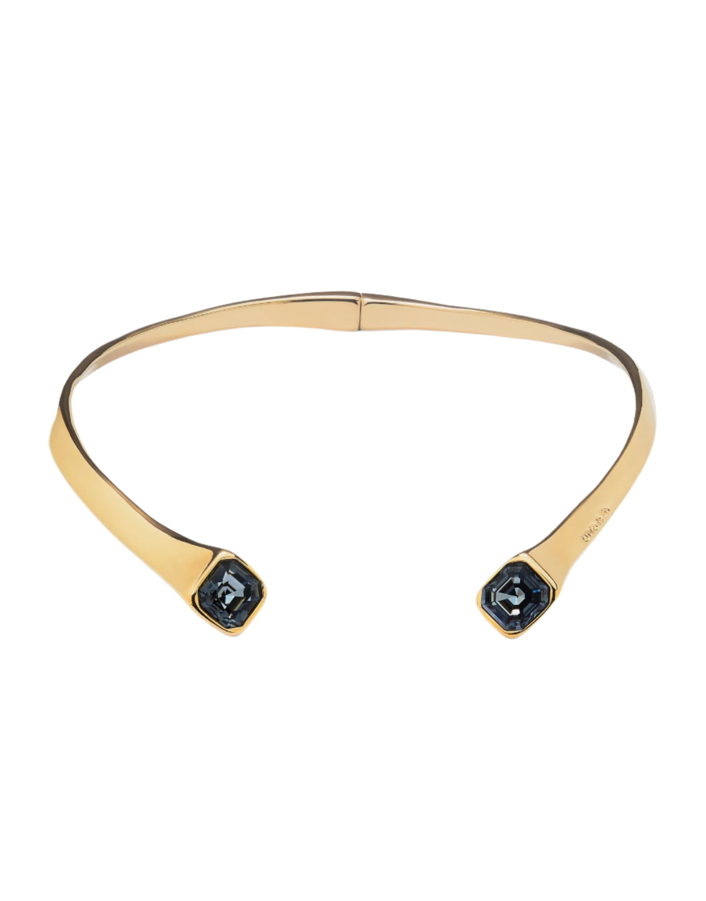 Hinged Cuff Necklace w/ White Crystals in Silver or Gold