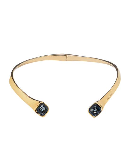 Hinged Cuff Necklace w/ White Crystals in Silver or Gold