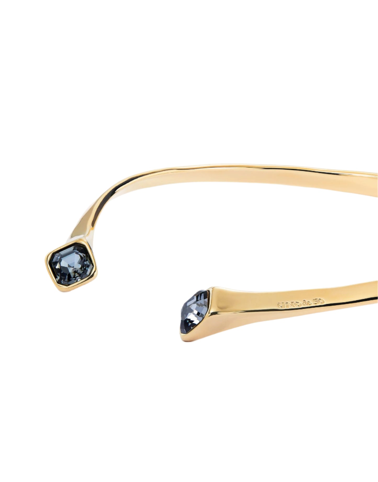 Hinged Cuff Necklace w/ White Crystals in Silver or Gold