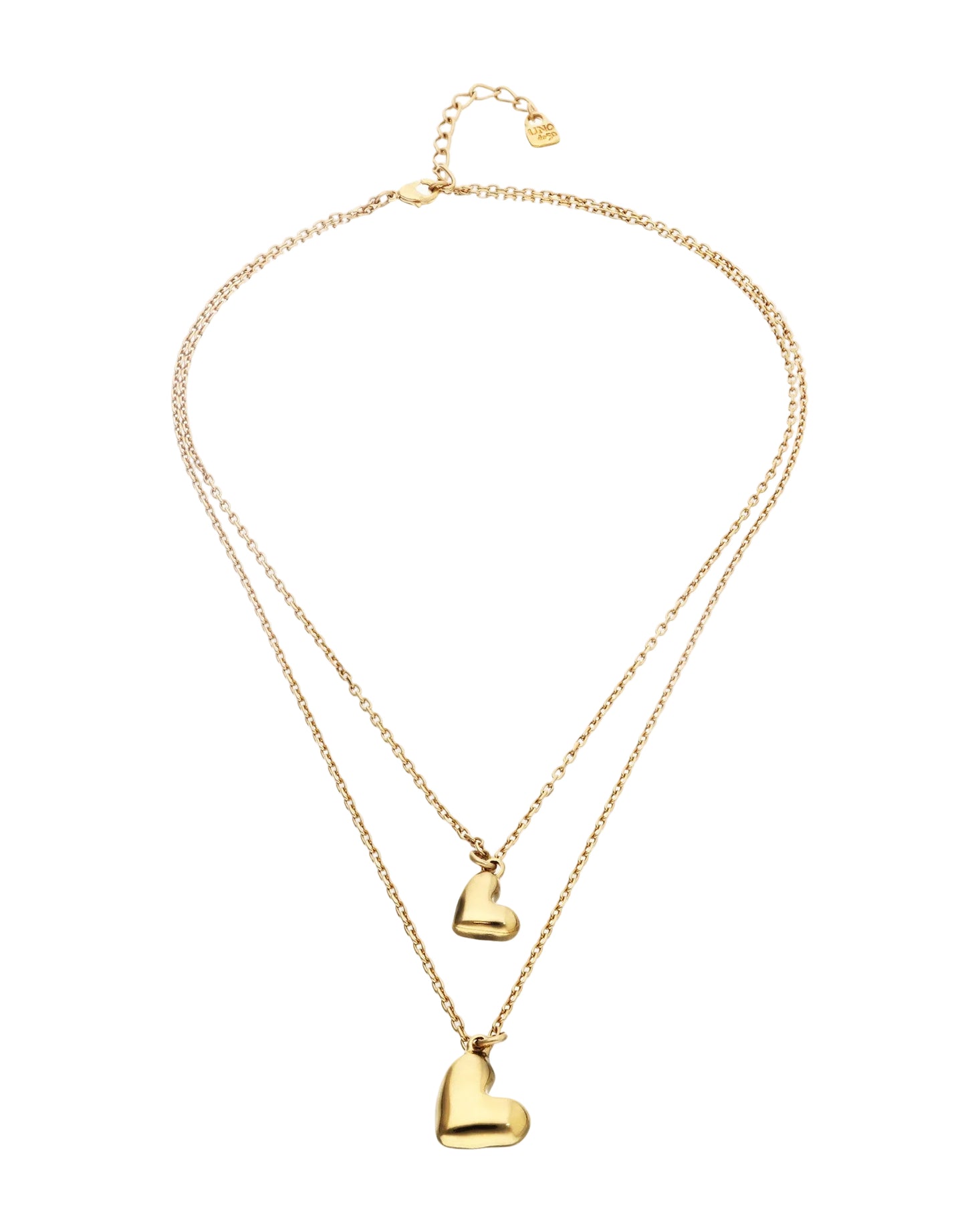 Beat Double Heart Necklace in Gold