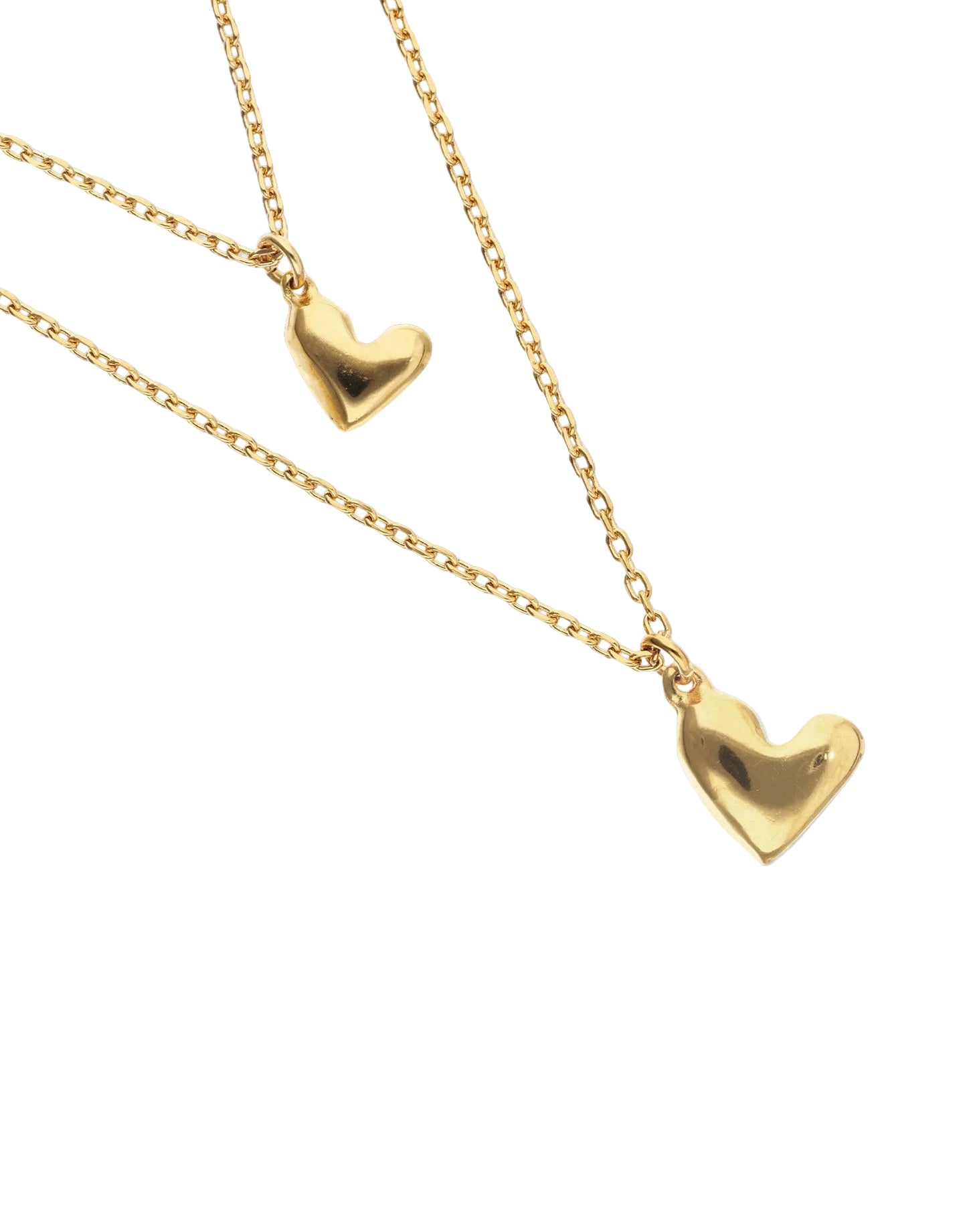 Beat Double Heart Necklace in Gold