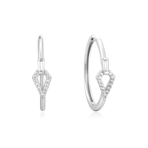Zoom Silver Cubic Ziconia Geometric Hoops