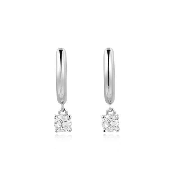 Silver Drop Solitaire Huggies