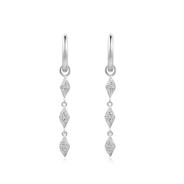 Silver Pavé Sparkle Drop Huggies