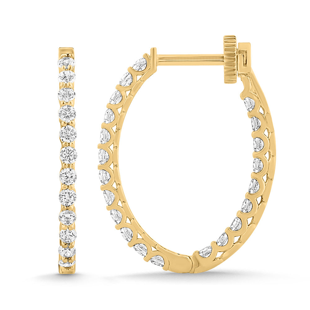 1.00ct Lab-Grown Diamond In-and-Out Oval Hoop Earrings in 14K Yellow Gold
