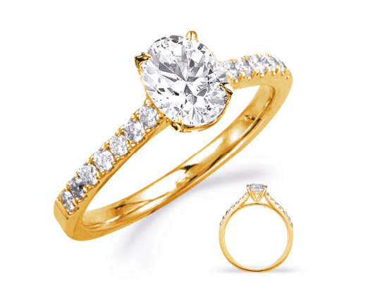 S. KASHI 14KY Semi-Mount Solitaire Engagement Ring with Diamond Band