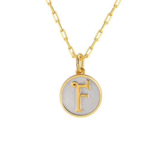 Saints Dainty Fancy F Initial Pendant Necklace