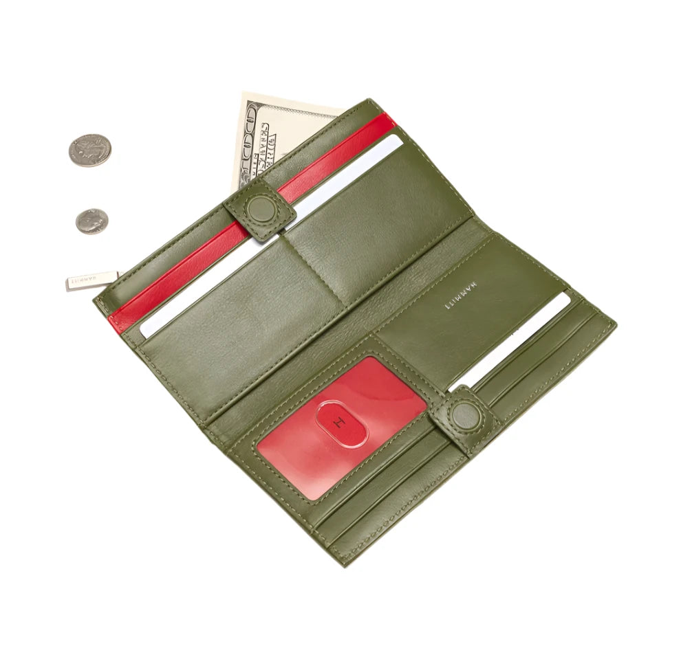 110 NORTH Bifold Wallet in Landscape Green/ Silver