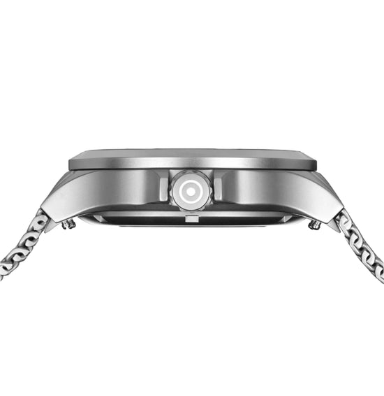 Men's Watch in Silver- Tone with Silicone Band