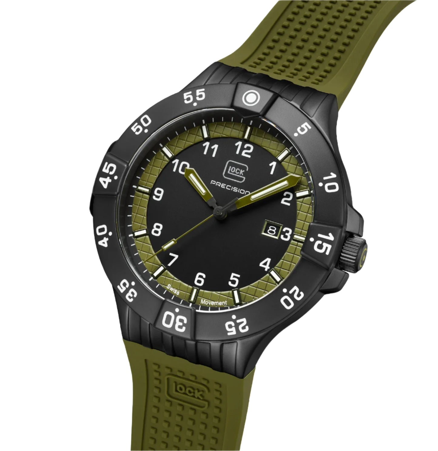 GLOCK WATCH In Army Green/ Black with Silicone Band