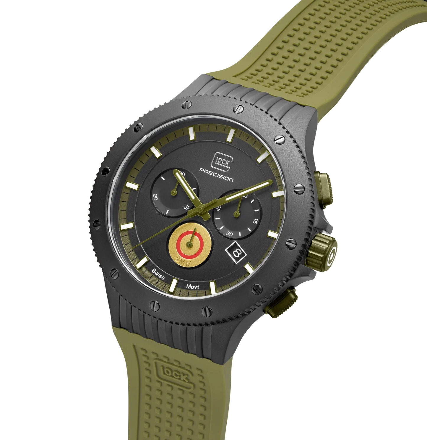 Men's Limited-Edition Glock Watch in Black/ Army Green with 2 Straps