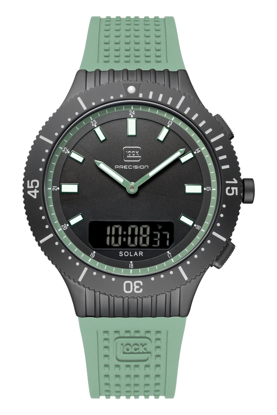Men s Combo Solar Digital Analog Watch in Black Mint Green with Silico Anderson s