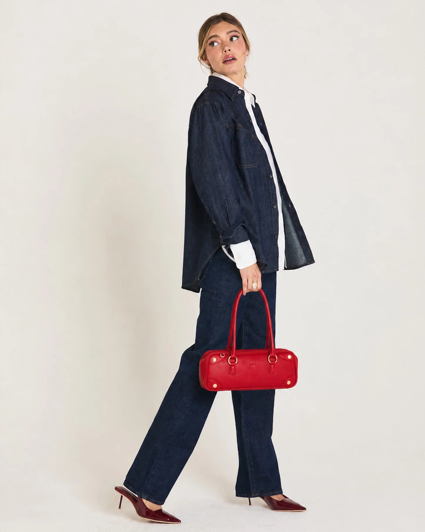 Meredith Sml in Chili Red/Gold