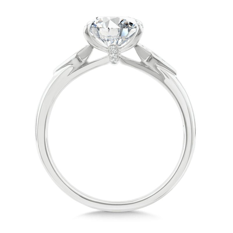Radiant Cut Solitaire Engagement Ring w/ Side Kite Accents in 14KW