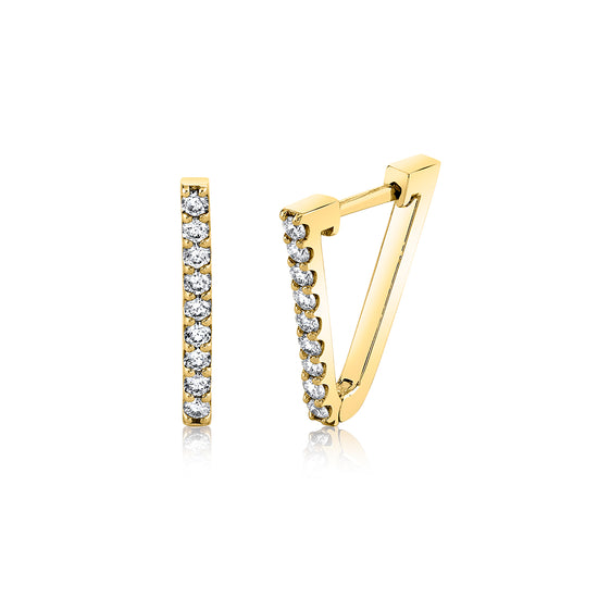 0.27 ct 15mm V-Shape Hoops in 14KY