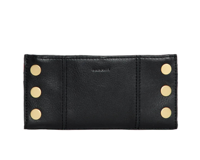 110 NORTH Bifold Wallet in Black/ Gold with Red Zipper