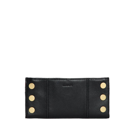 110 NORTH Bifold Wallet in Black/ Gold with Red Zipper