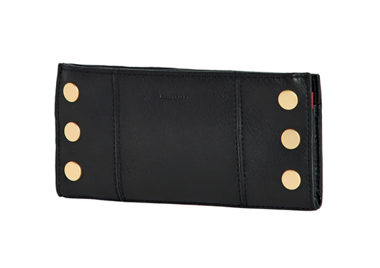 110 NORTH Bifold Wallet in Black/ Gold with Red Zipper