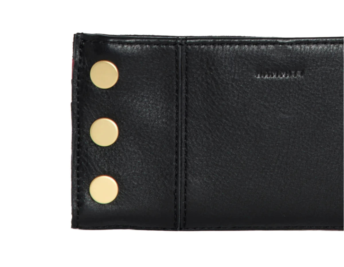 110 NORTH Bifold Wallet in Black/ Gold with Red Zipper