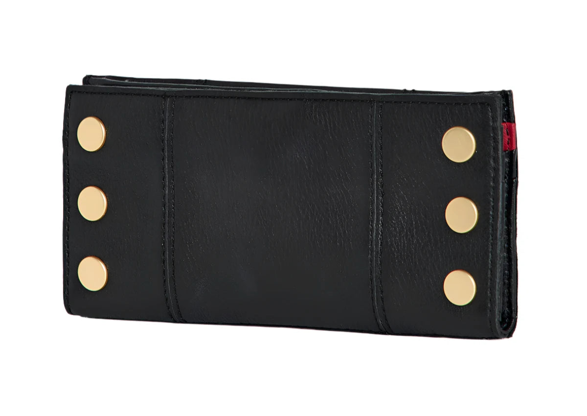 110 NORTH Bifold Wallet in Black/ Gold with Red Zipper