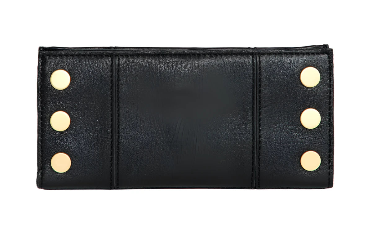 110 NORTH Bifold Wallet in Black/ Gold with Red Zipper