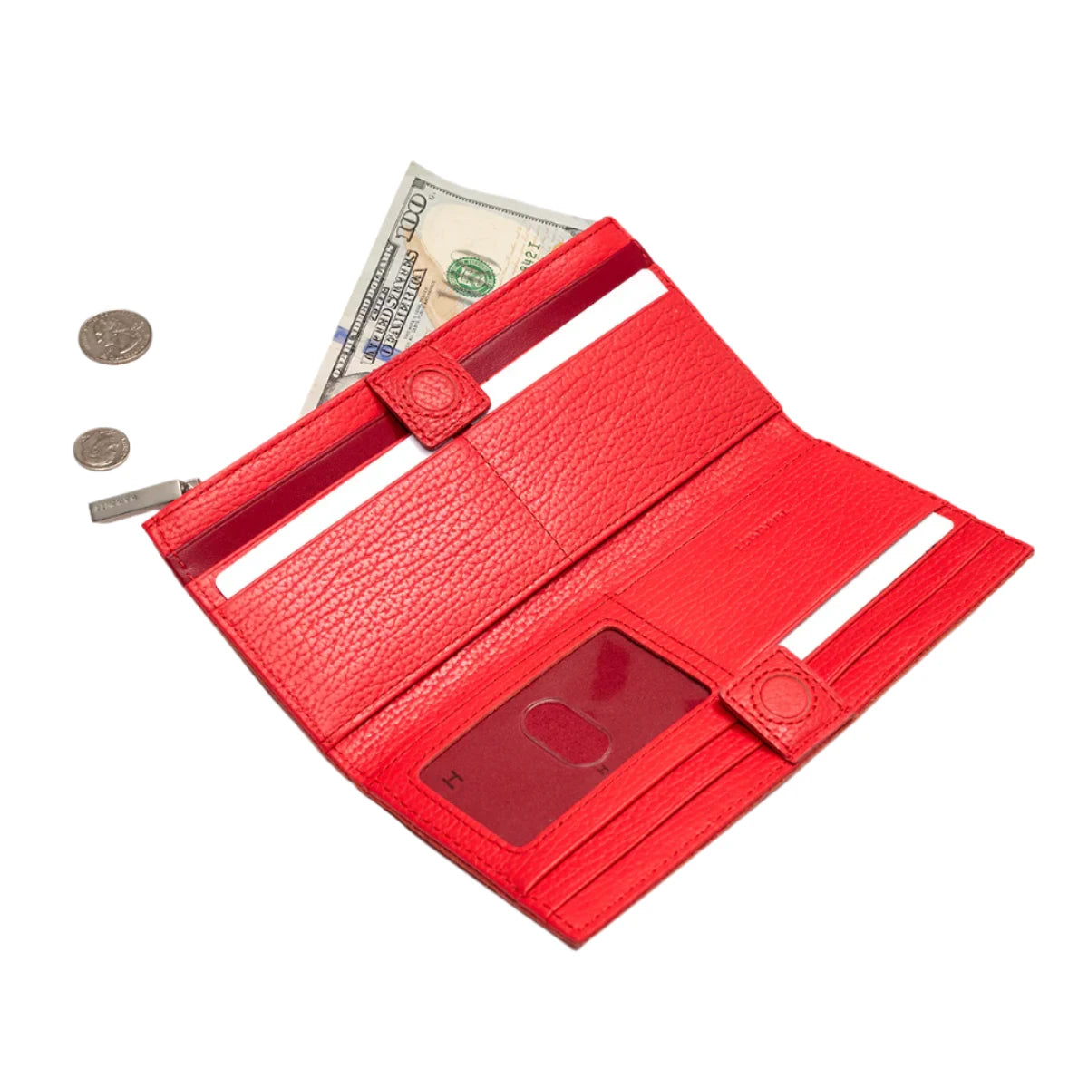 110 NORTH Bifold Wallet in Lighthouse Red/ Silver