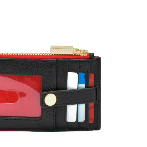 210 WEST ID Wallet in Black w/ Red Zip/ Gold