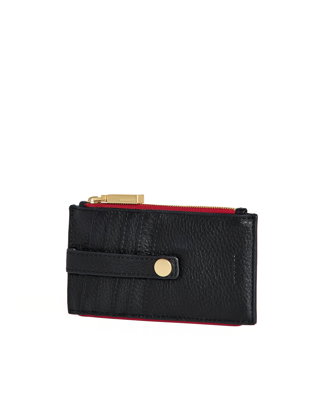 210 West ID Wallet in Black/ Gold with Red Zip