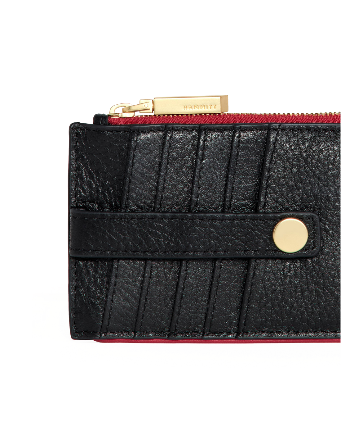 210 West ID Wallet in Black/ Gold with Red Zip