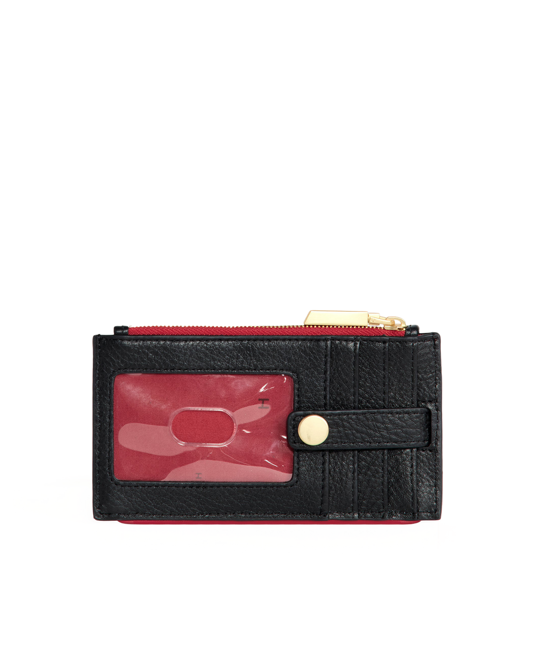 210 West ID Wallet in Black/ Gold with Red Zip