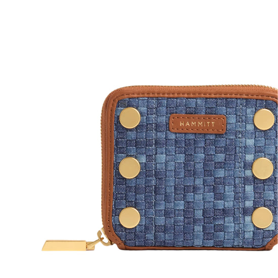 5 North Mosaic Denim Wallet with Brushed Gold