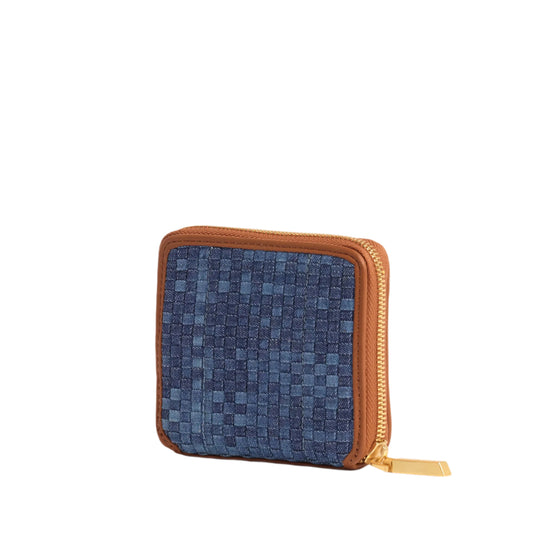 5 North Mosaic Denim Wallet with Brushed Gold