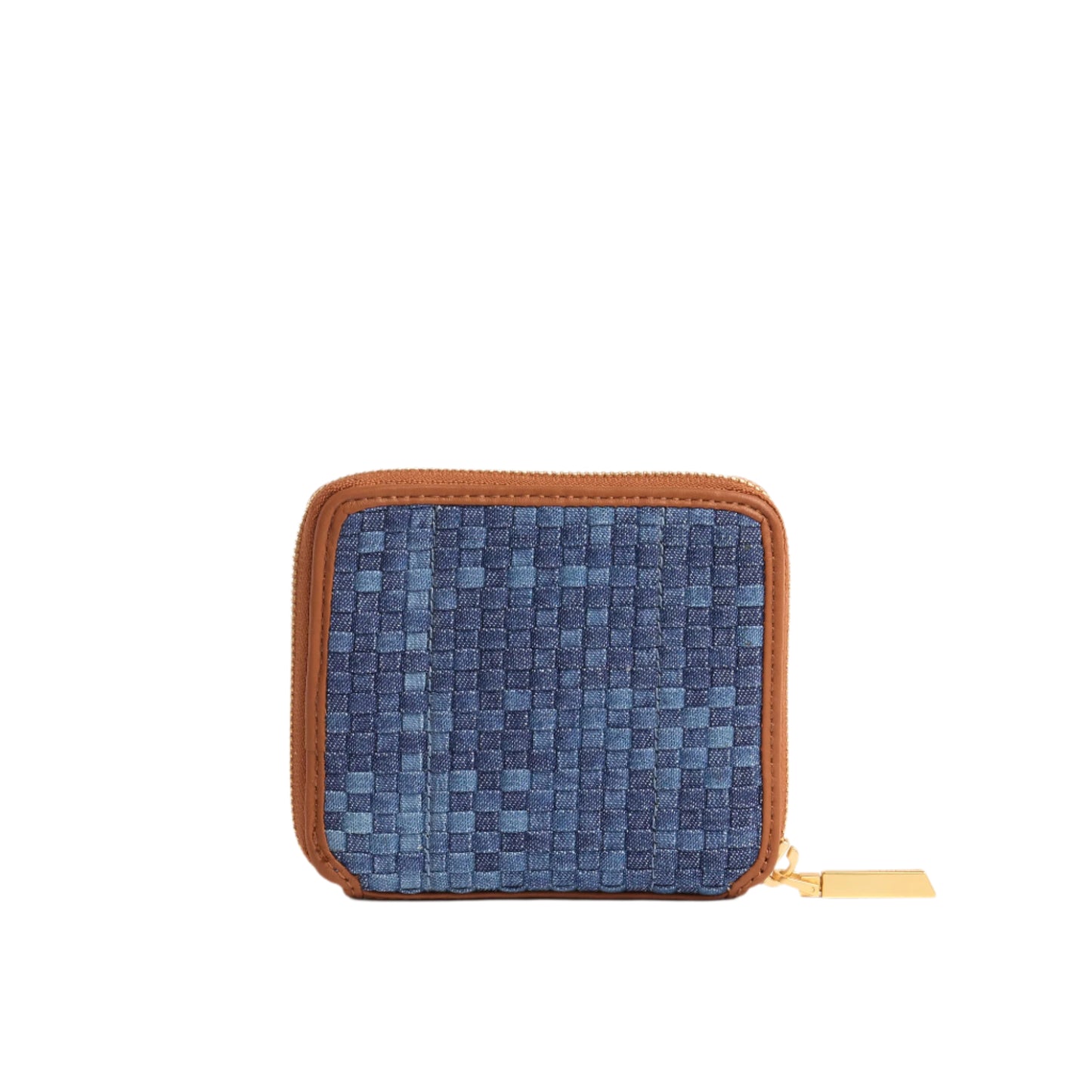 5 North Mosaic Denim Wallet with Brushed Gold
