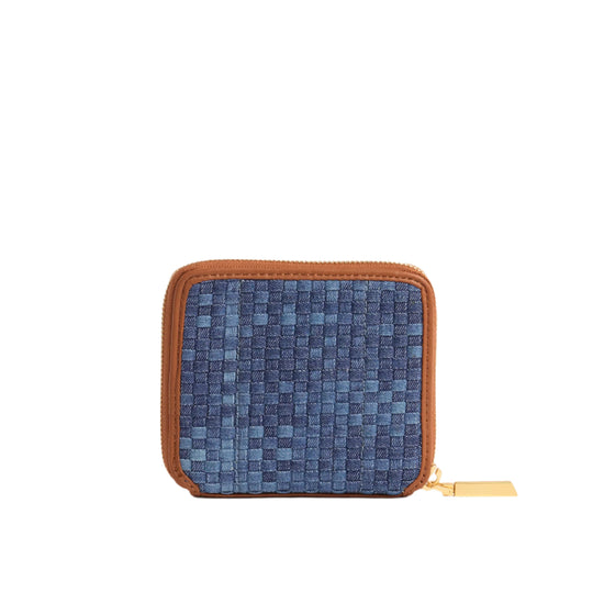 5 North Mosaic Denim Wallet with Brushed Gold