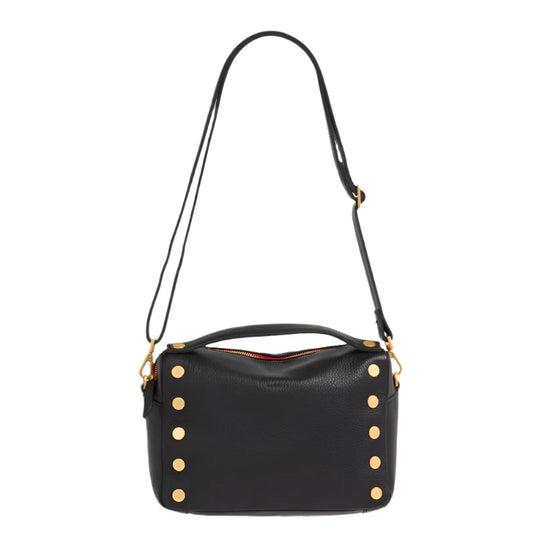 EVAN CROSSBODY MED in Black/Gold with Red Zip