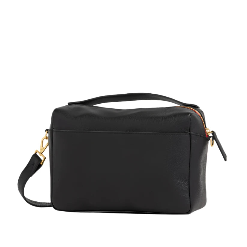 EVAN CROSSBODY MED in Black/Gold with Red Zip