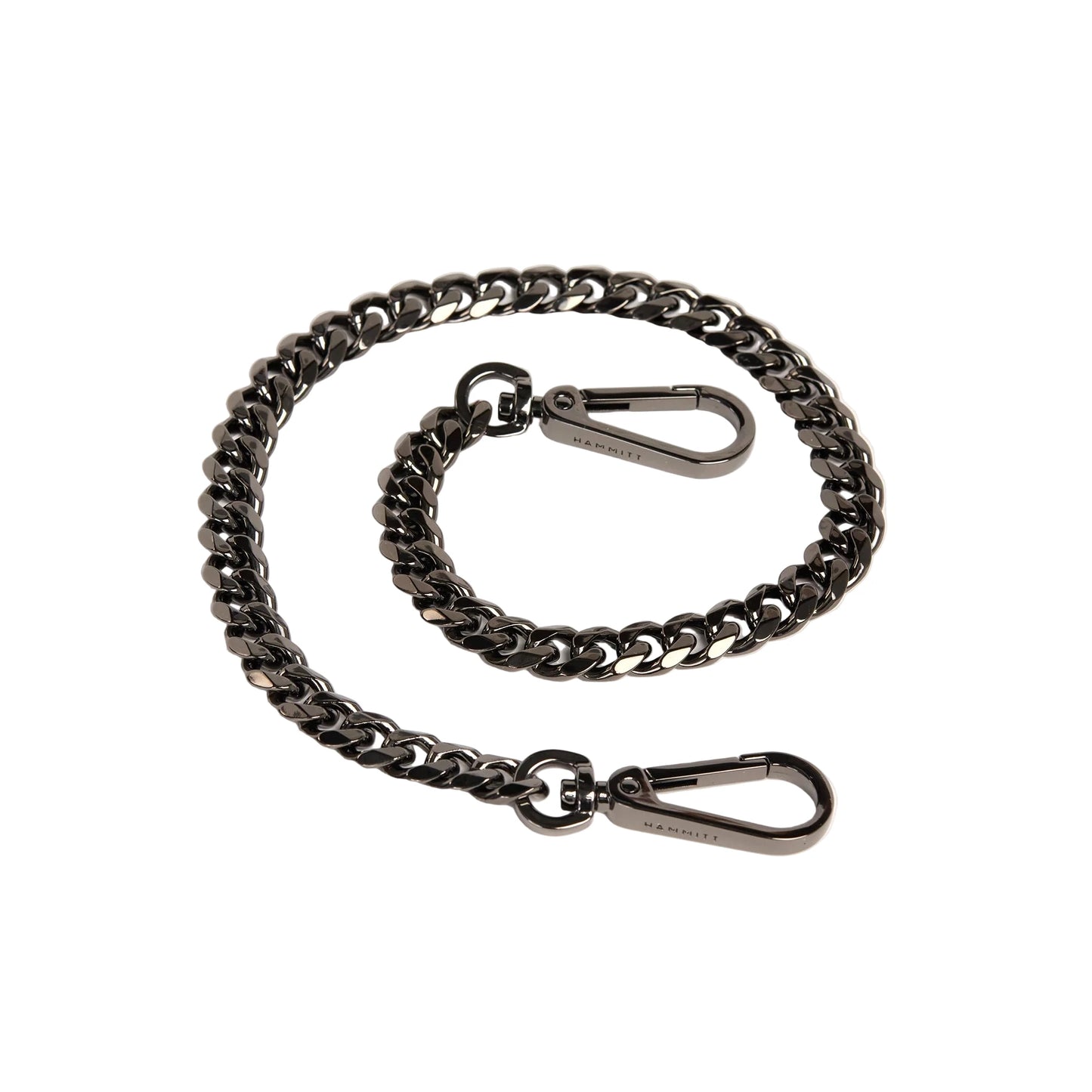 Metal chain leash with clasp on a white background